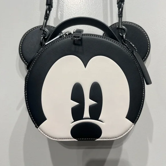 NWT Coach CM840 Disney X Coach Mickey Mouse Ear Bag Smooth Leather Black Multi Crossbody Bags